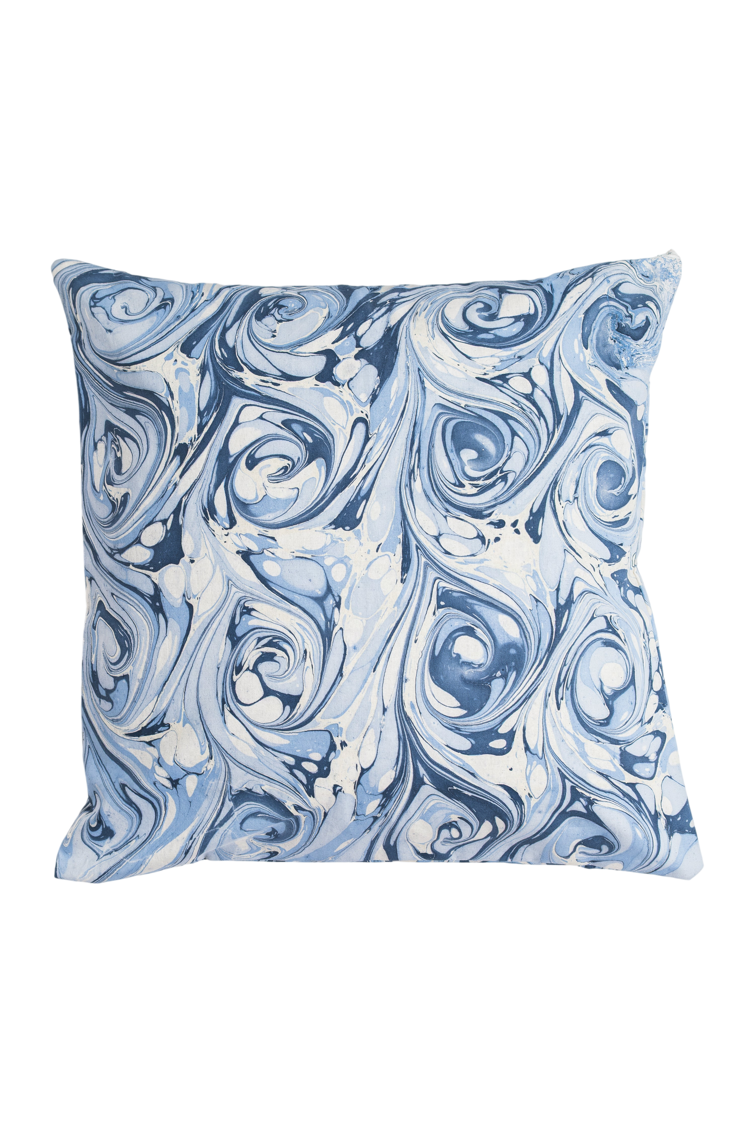 Ocean Wave Hand-Marbled Square Pillow, 18x18