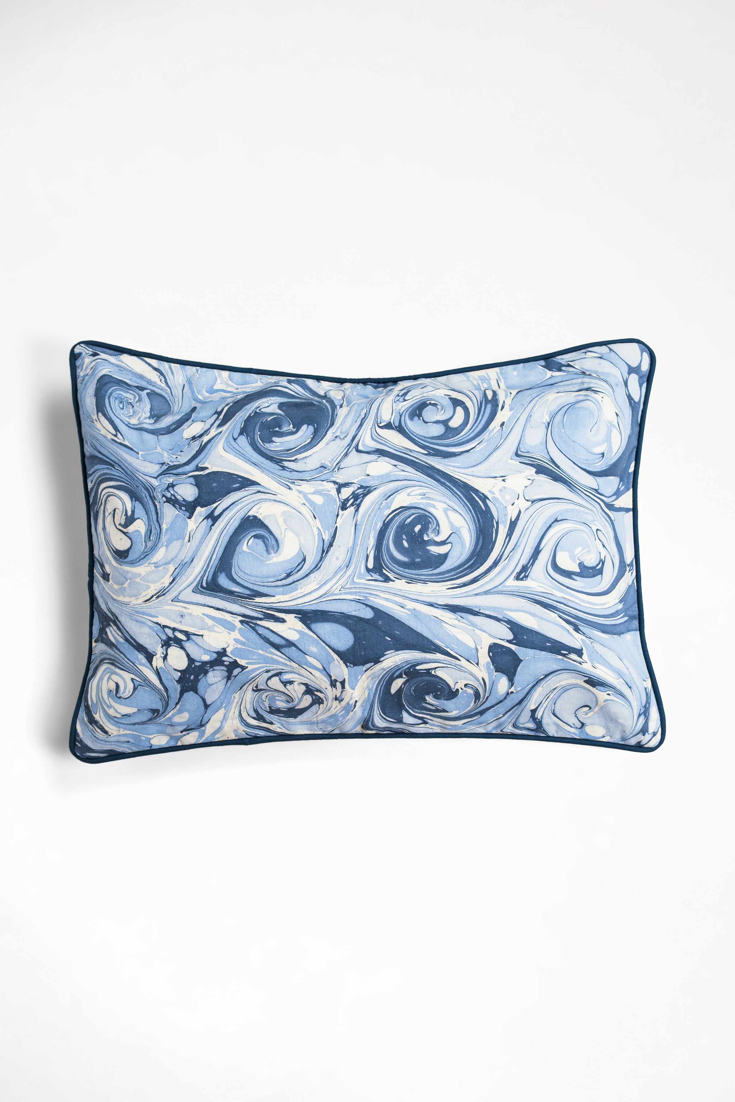 Ocean Wave Hand-Marbled Pillow, 14x20