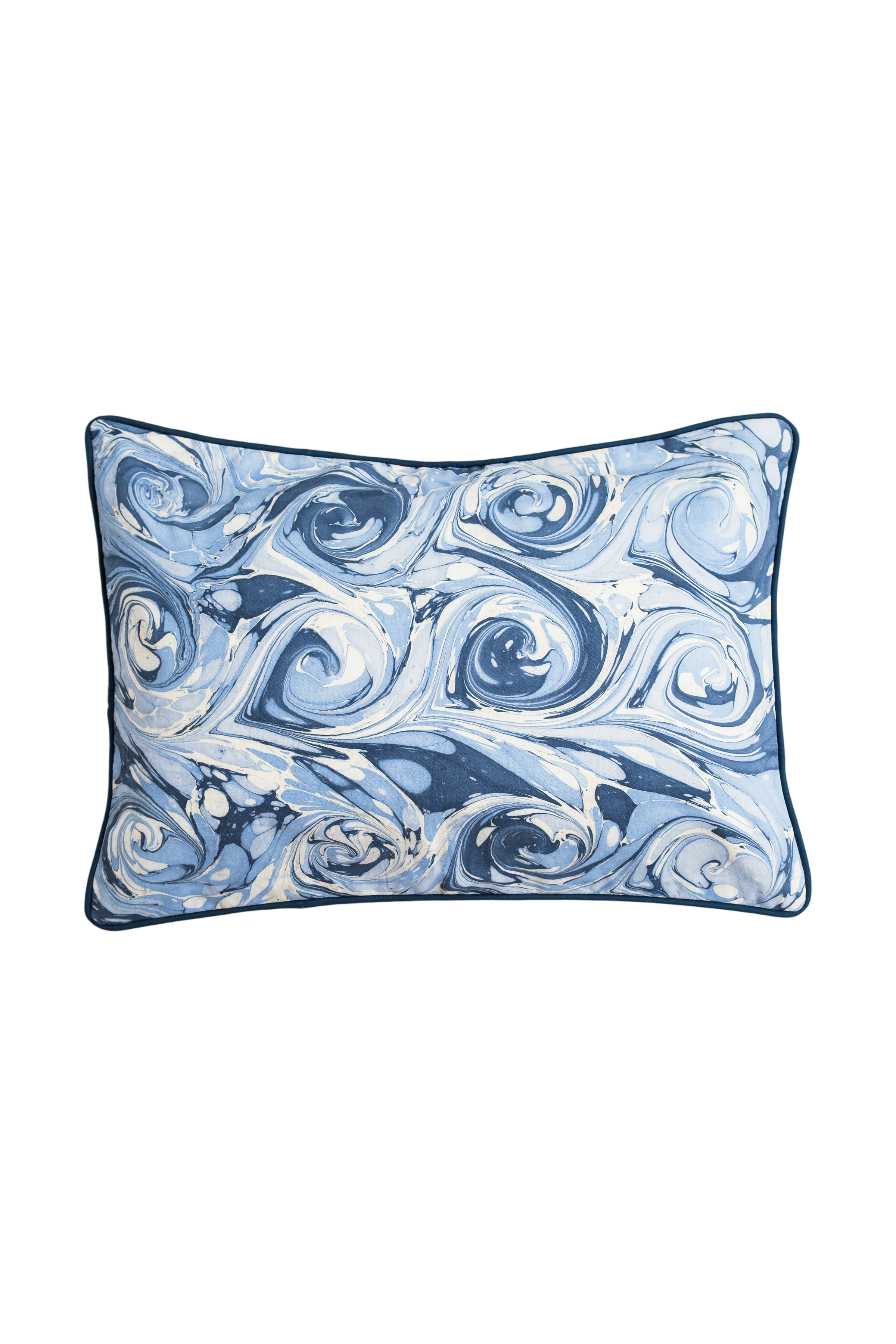 Ocean Wave Hand-Marbled Pillow, 14x20
