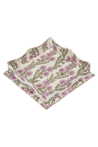 Nesting Scalloped Blockprint Trays in Purple Forget-Me-Not