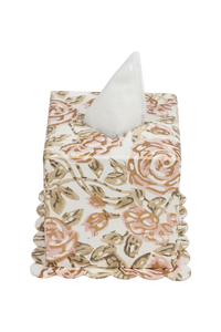 Blockprint Scallop Tissue Box Cover in Rose Garden