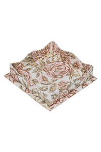 Nesting Scalloped Blockprint Trays in Rose Garden
