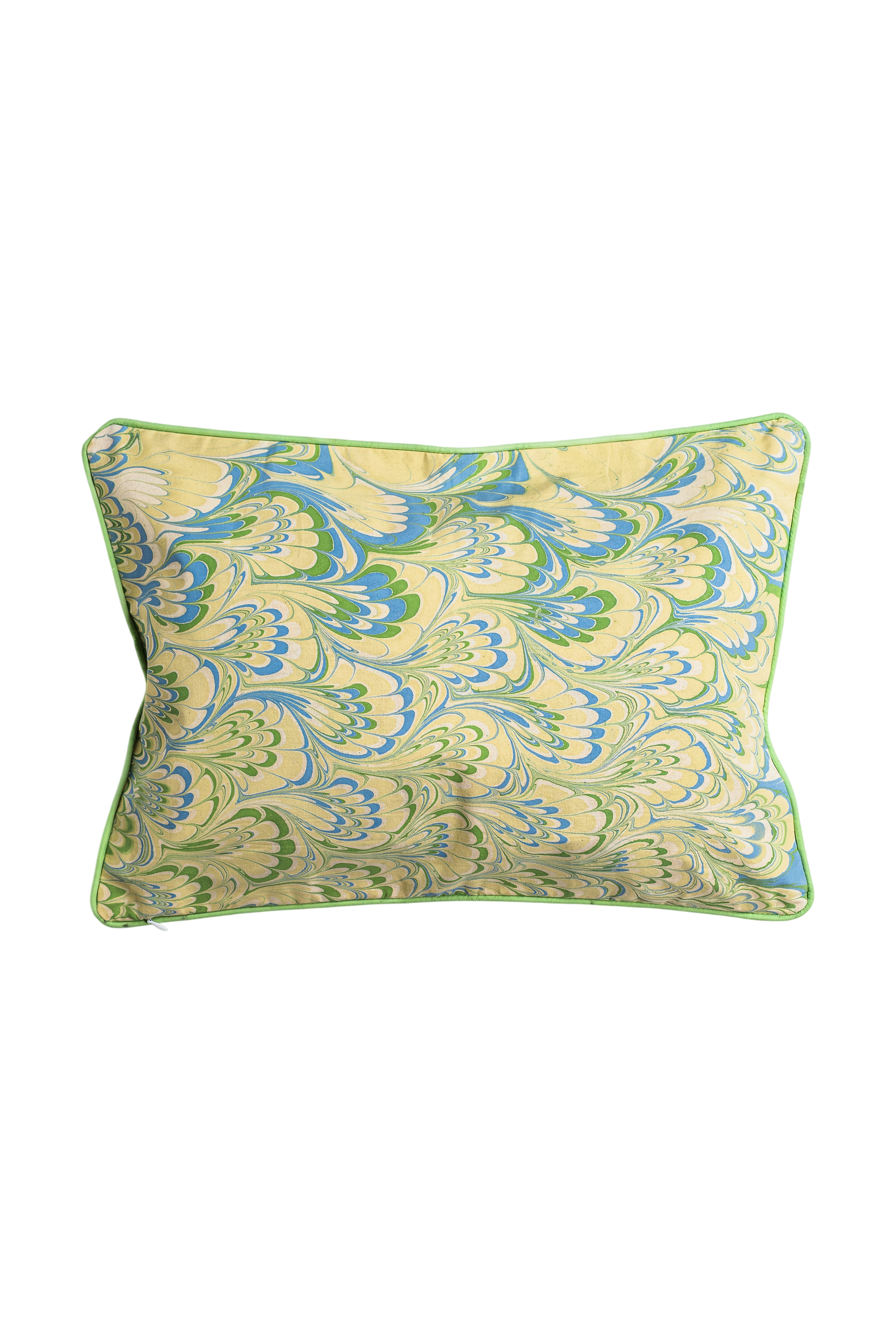 Seaglass Peacock Hand-Marbled Pillow, 14x20