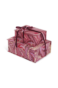 Hand-Marbled Keepsake Box Set in Florentine Pink