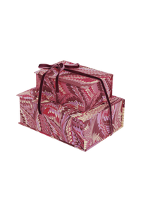 Hand-Marbled Keepsake Box Set in Florentine Pink
