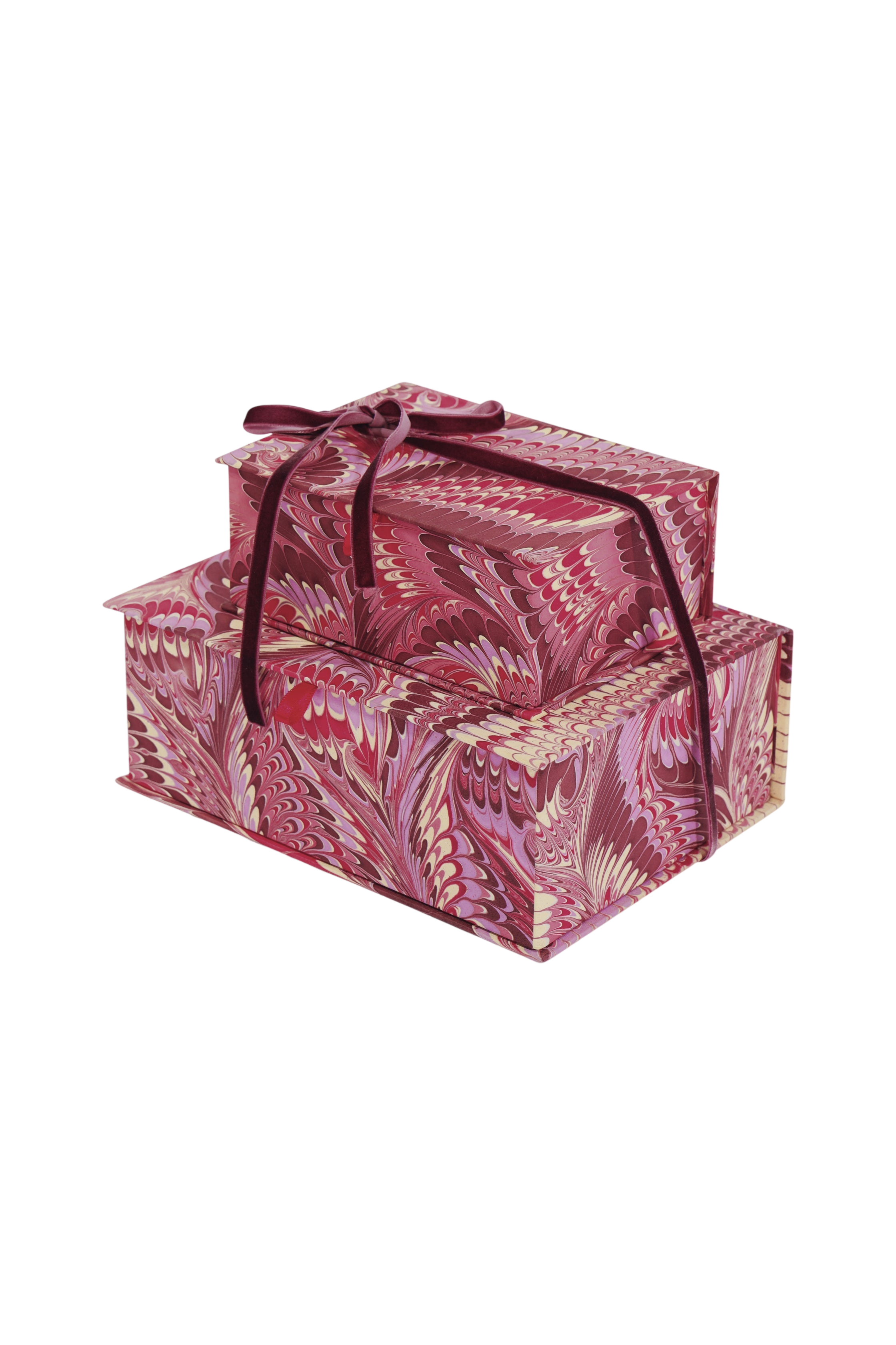 Hand-Marbled Keepsake Box Set in Florentine Pink