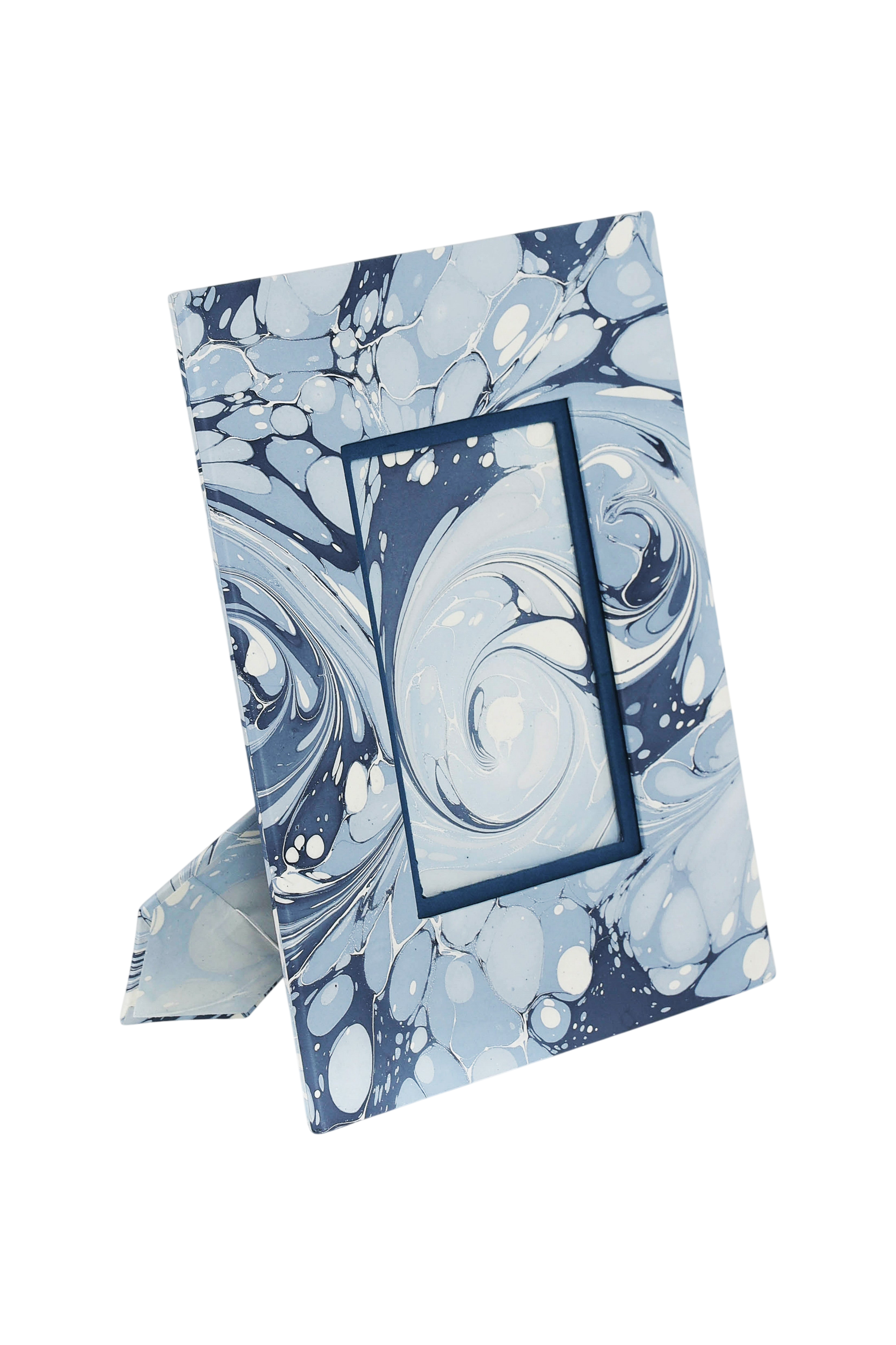 Hand-Marbled Large Wall Picture Frame in Ocean Wave, 5x7