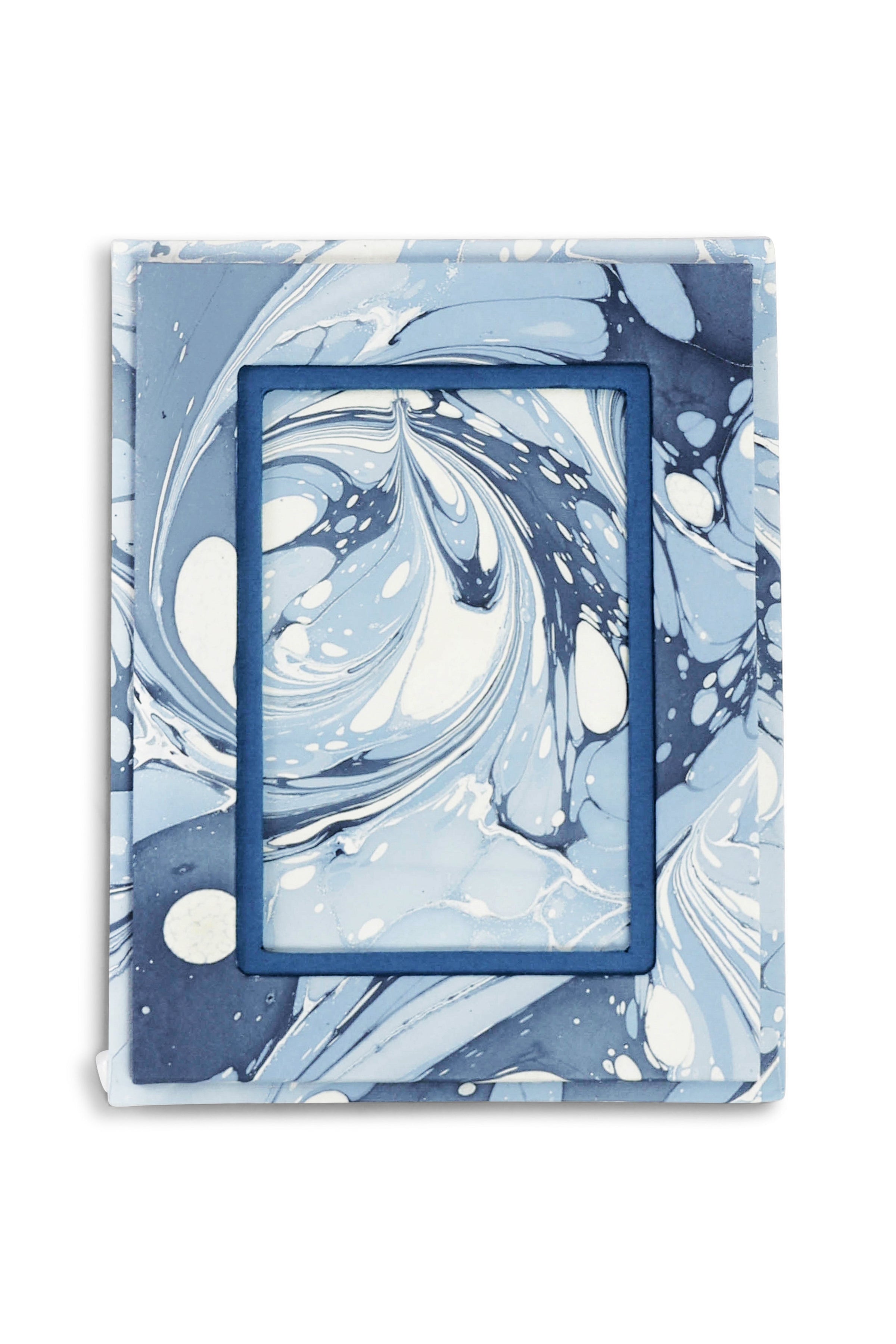 Hand-Marbled Picture Frame in Ocean Wave, 4" x 6"