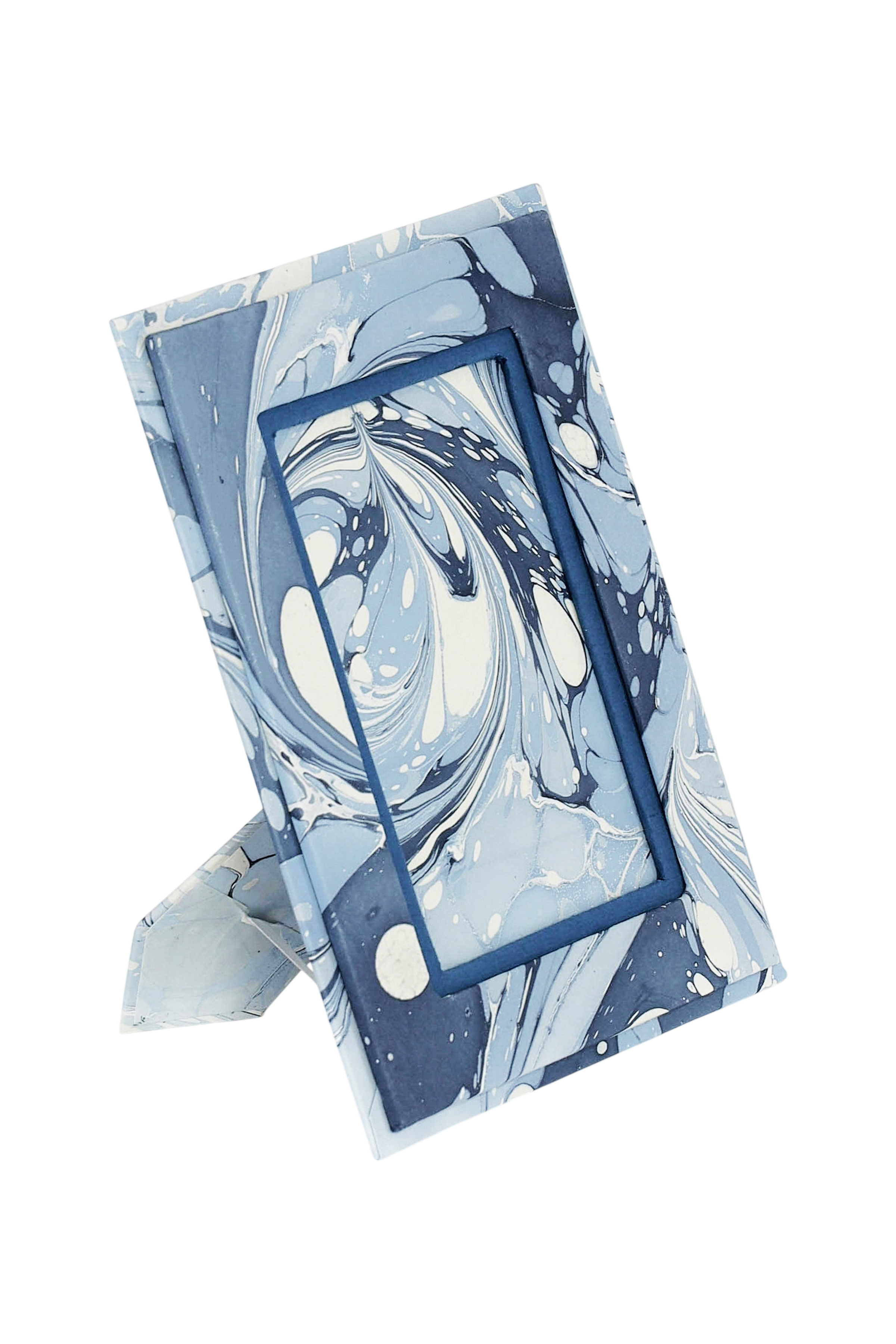 Hand-Marbled Picture Frame in Ocean Wave, 4" x 6"