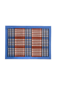 Shetland Plaid Blockprint Placemat in Brown and Blue