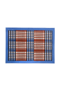 Shetland Plaid Blockprint Placemat in Brown and Blue