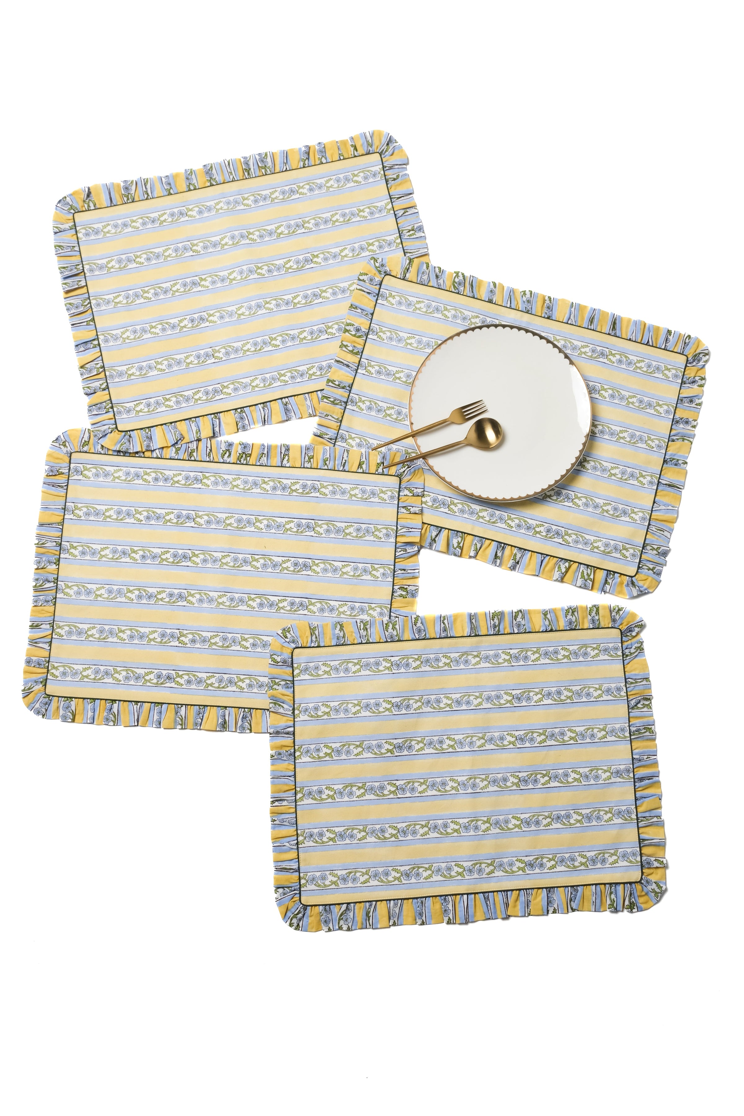 Provence Blockprint Placemat in Butter Yellow