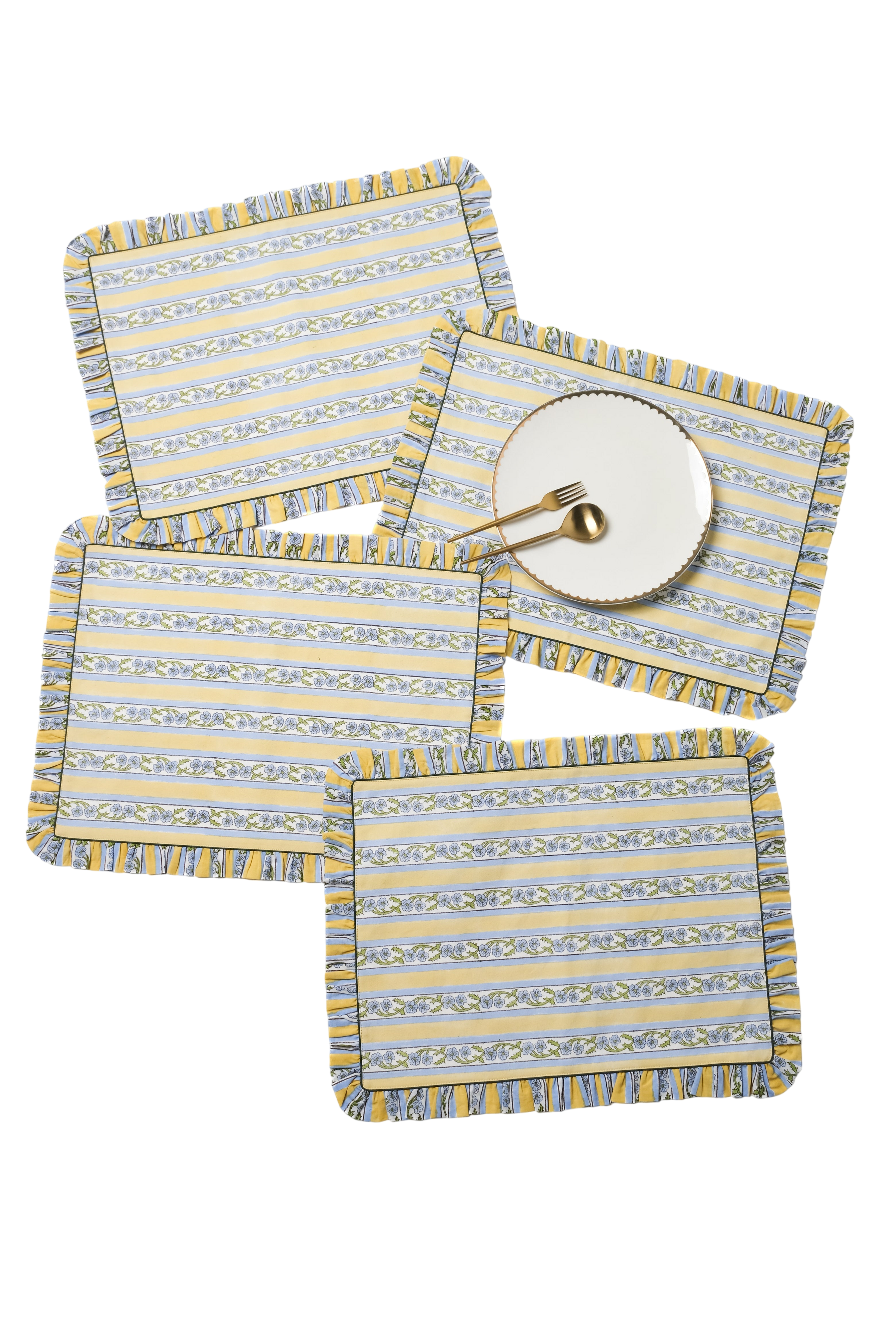 Provence Blockprint Placemat in Butter Yellow
