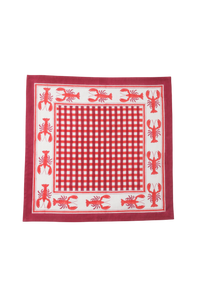 Lobster Red Gingham Blockprint Napkins, Set of 4