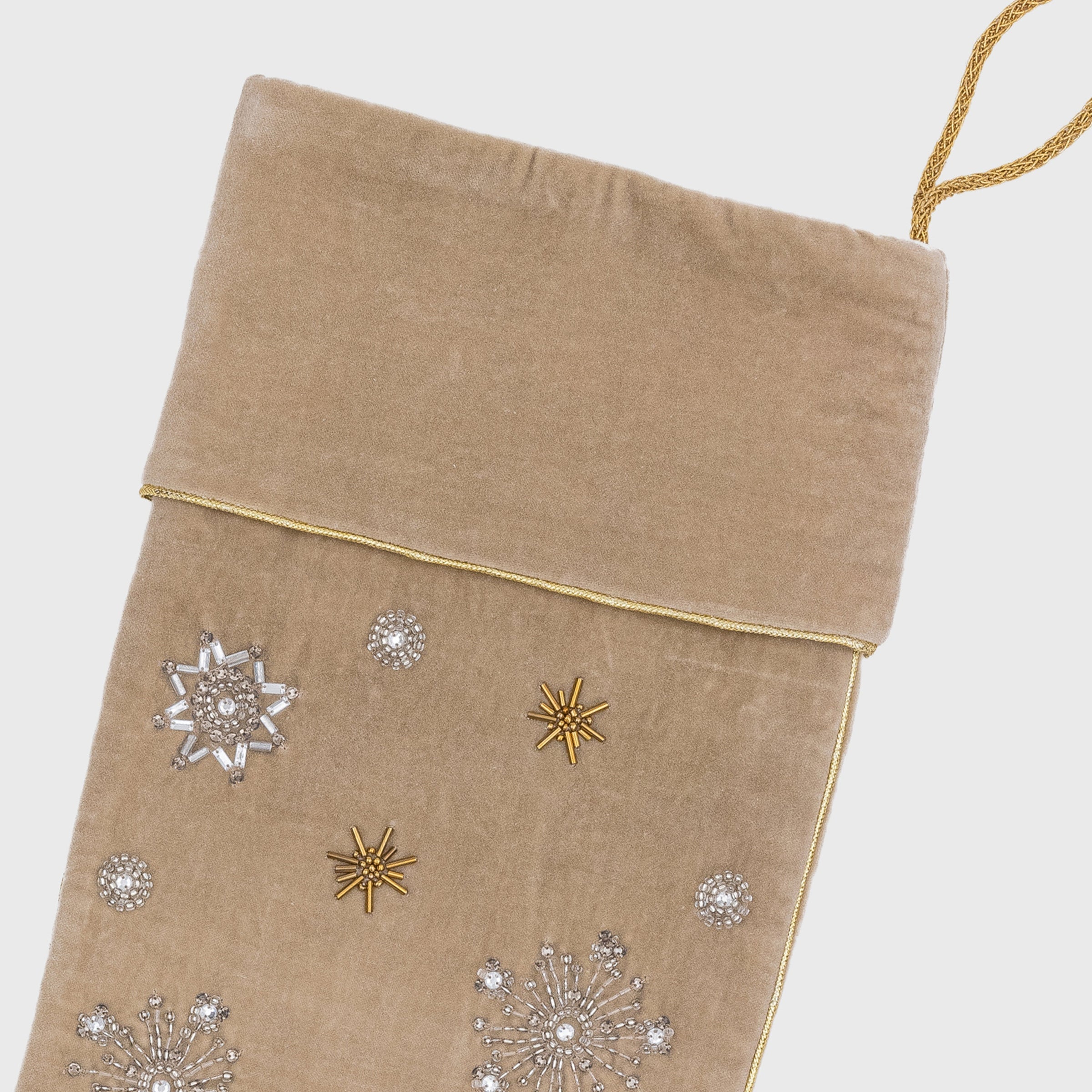 Snowflake Stocking - Taupe (XL)