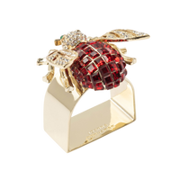 Large Sparkle Bee Napkin Ring - Ruby (Set of 4)