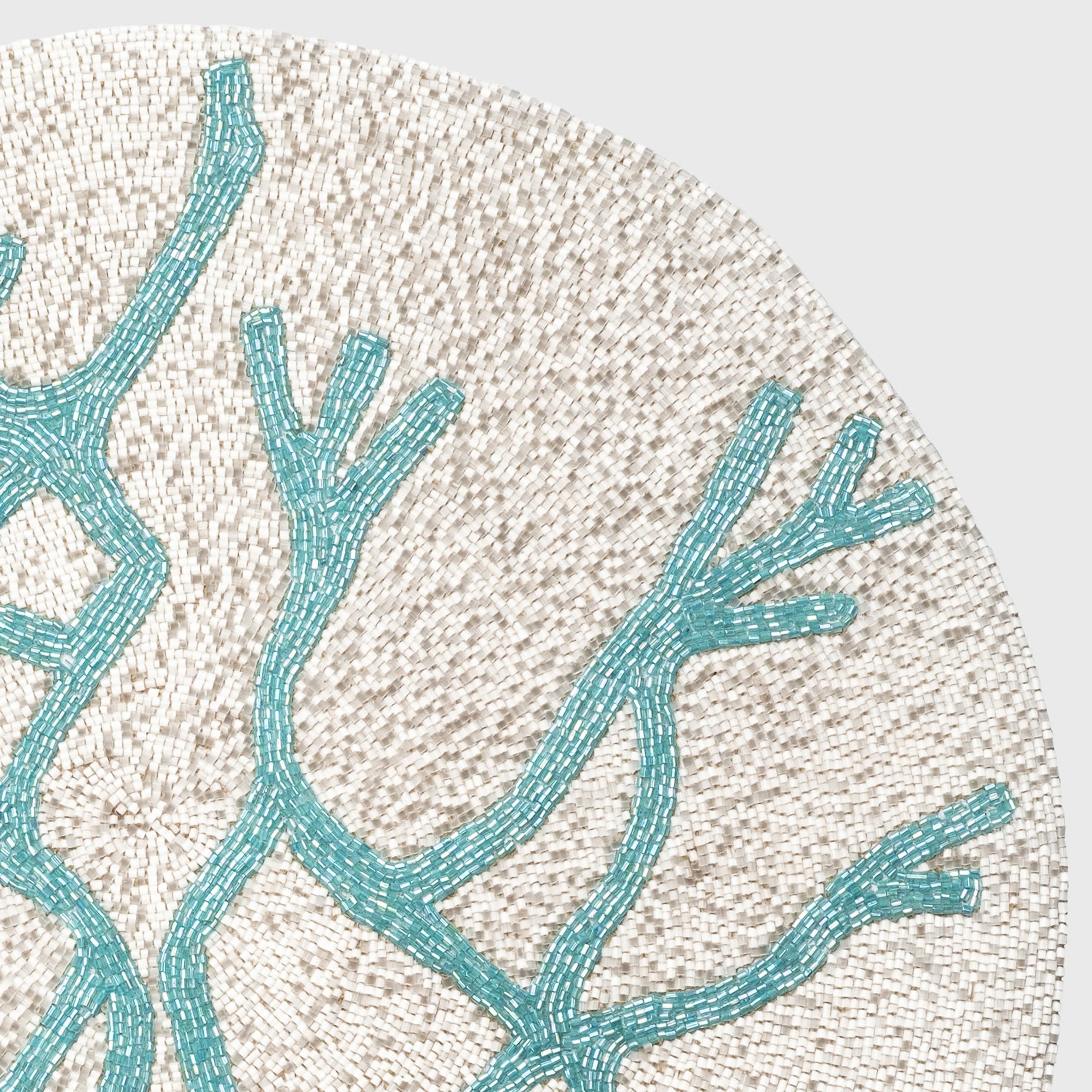 Delicate Coral Hand Beaded Placemat - Turquoise