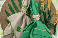 Palm Tree Embroidered Dinner Napkins - Flax (Set of 2)