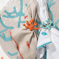 Lobster Embroidered Dinner Napkins - Flax (Set of 2)
