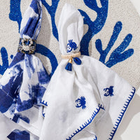 Crab Embroidered Dinner Napkins - White (Set of 2)