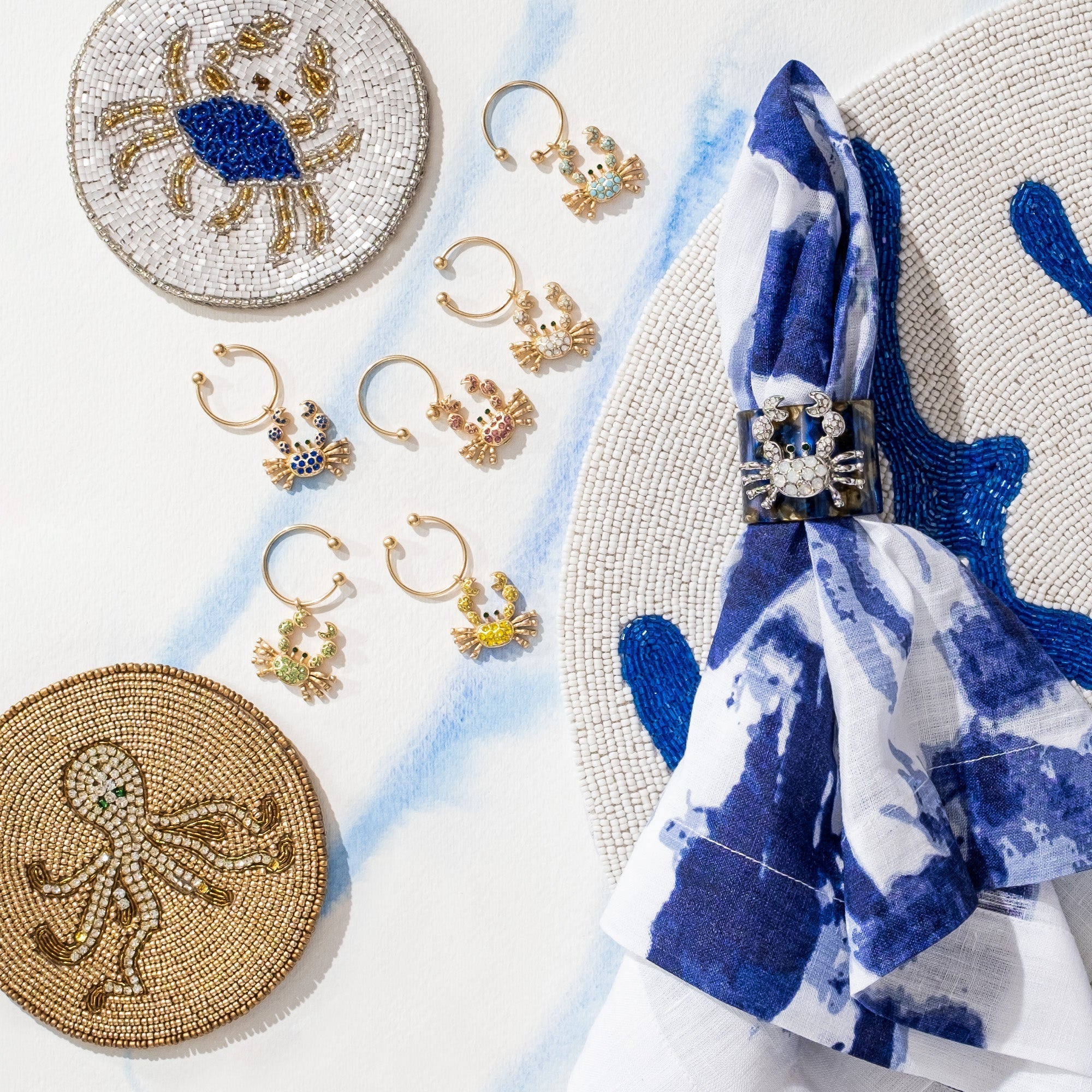 Crab Wine Charms - Rainbow