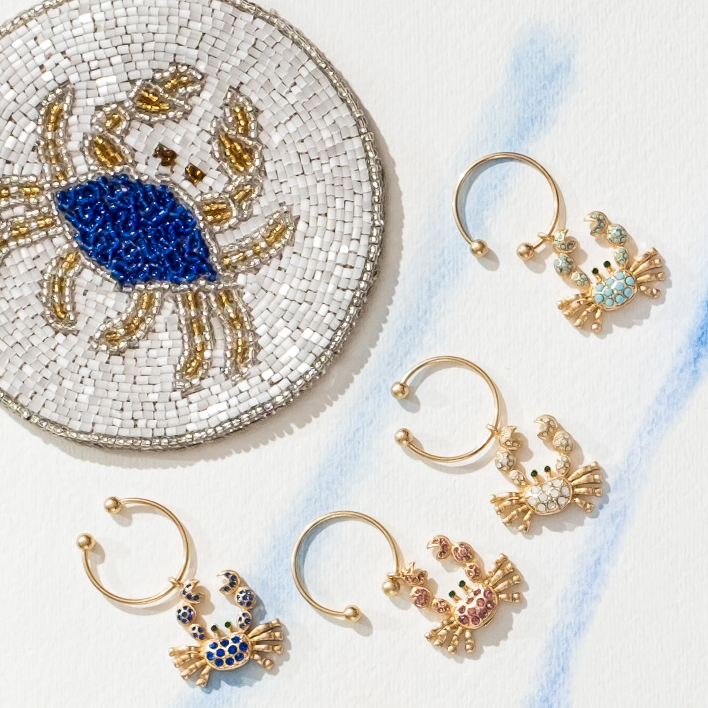 Crab Wine Charms - Rainbow