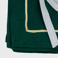 Gold Trim Dinner Napkins - Hunter Green (Set of 2)