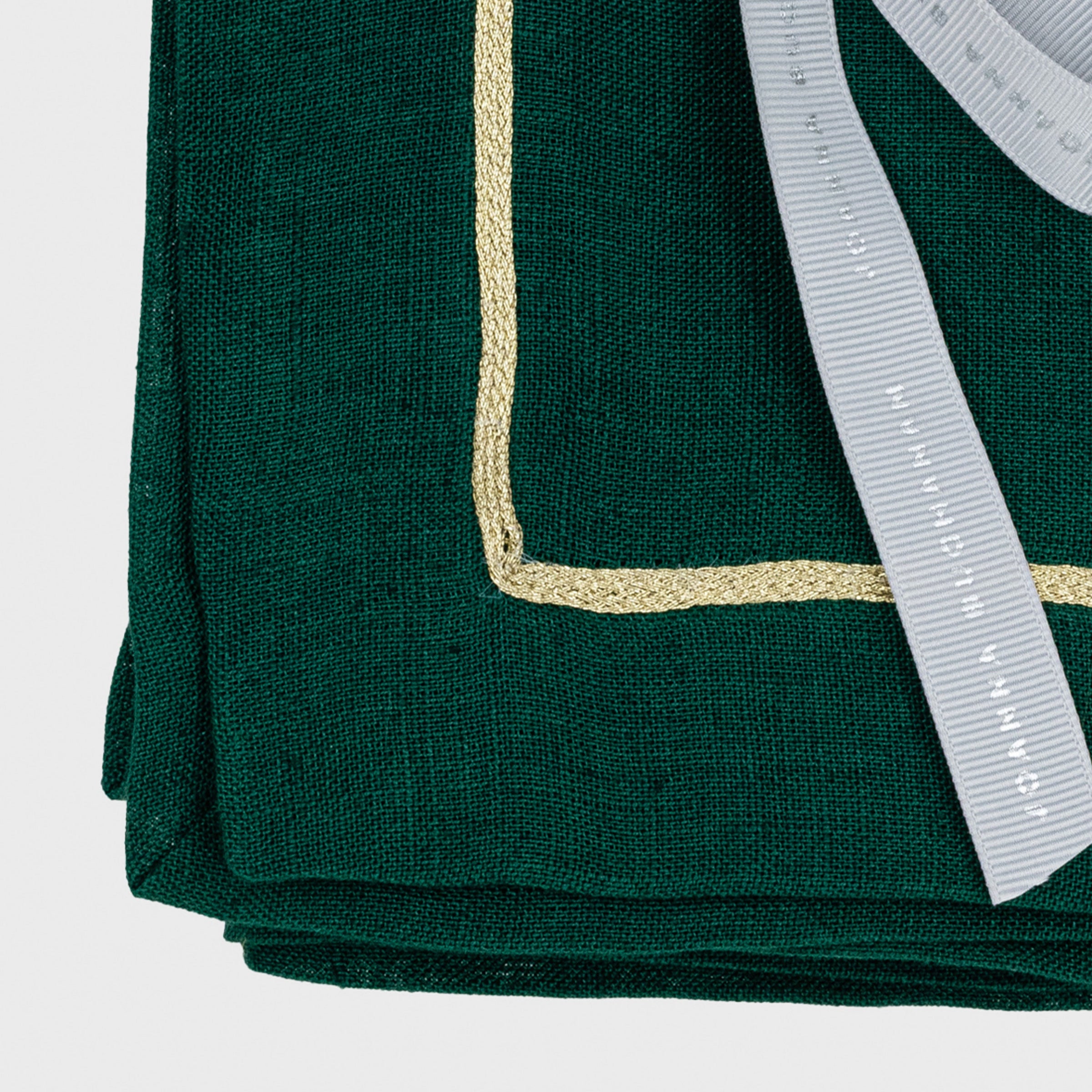 Gold Trim Dinner Napkins - Hunter Green (Set of 2)