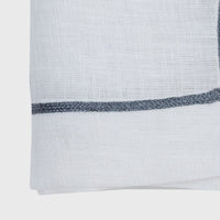 Gunmetal Trim Linen Dinner Napkins - White (Set of 2)