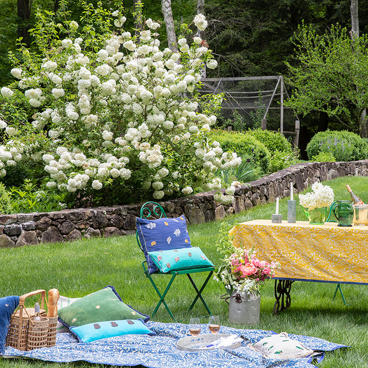 Damask Print Tablecloth - Yellow