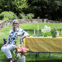 Damask Print Tablecloth - Yellow