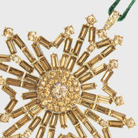 Baguette Snowflake Hanging Ornament - Gold