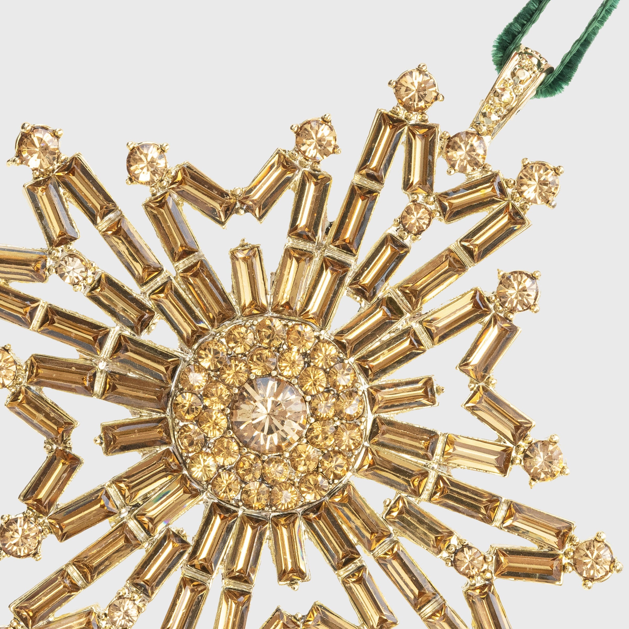Baguette Snowflake Hanging Ornament - Gold
