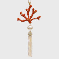 Coral Tassel Hanging Ornament - Coral