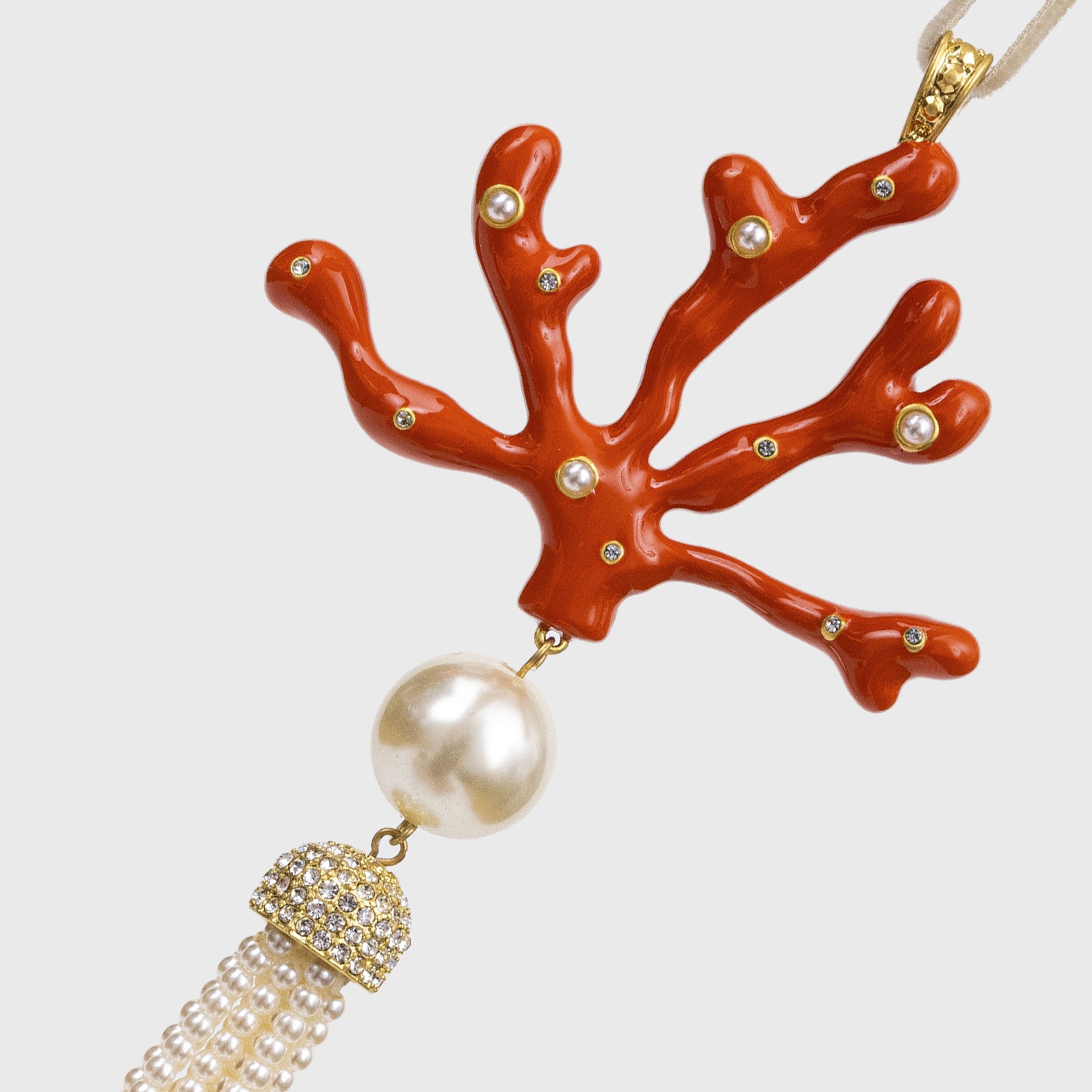 Coral Tassel Hanging Ornament - Coral