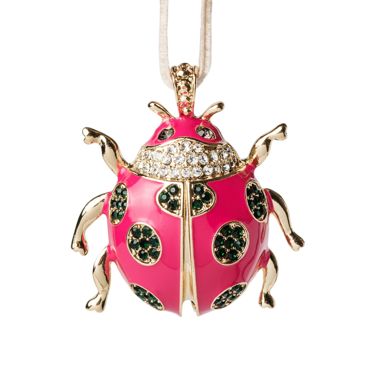 Ladybug hanging ornament, pink