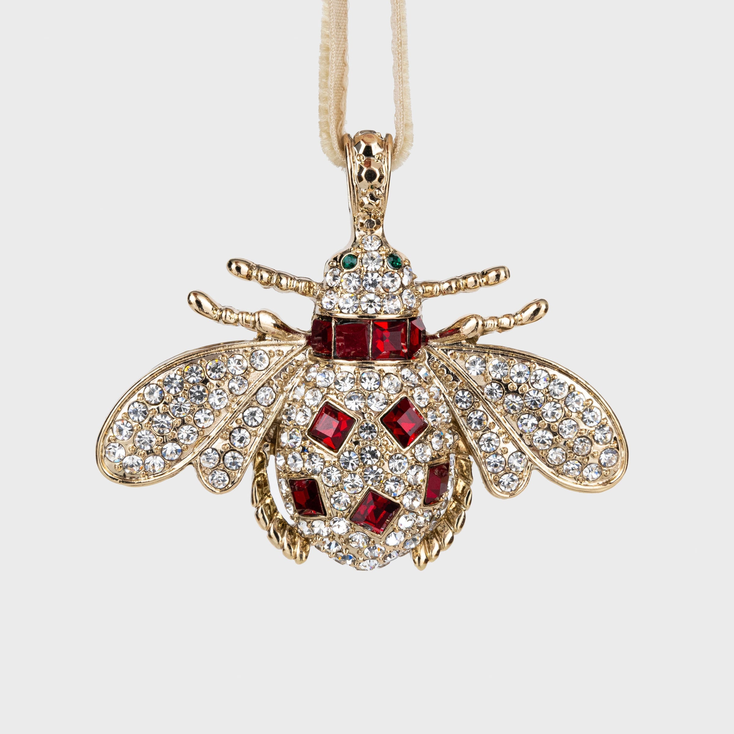 Classic Bee Hanging Ornament Boxed Set - Red and Green