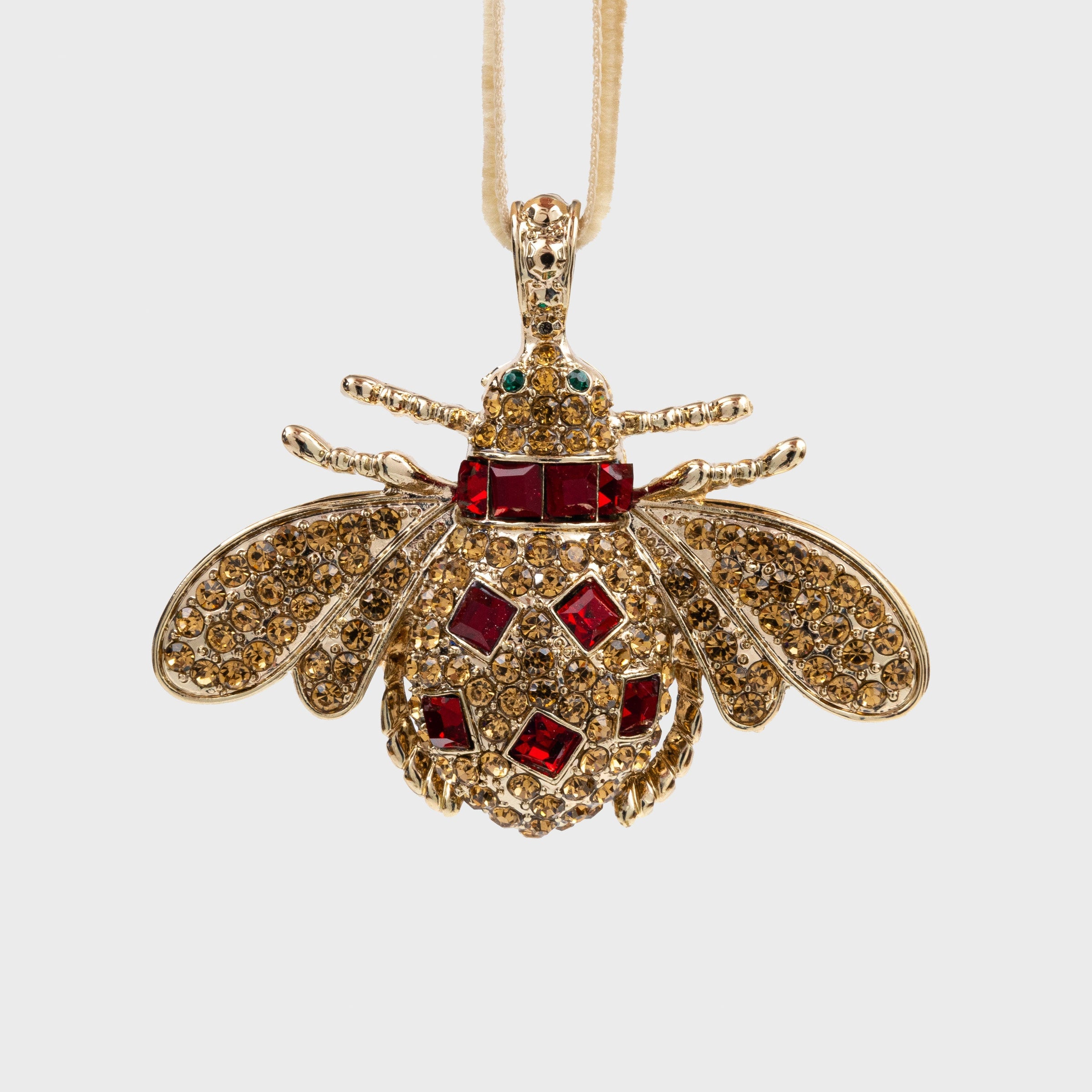 Classic Bee Hanging Ornament Boxed Set - Red and Green