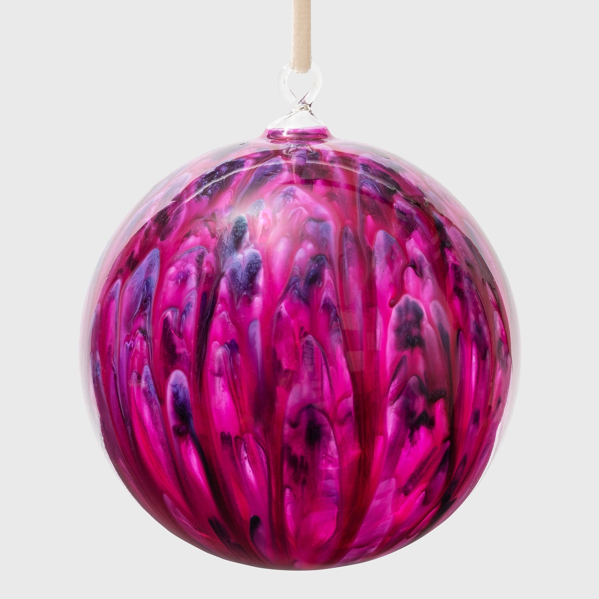 Feather Paint Large Glass Balls - Magenta (Set of 2)