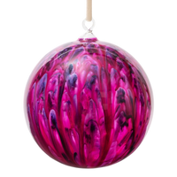 Feather Paint Large Glass Balls - Magenta (Set of 2)