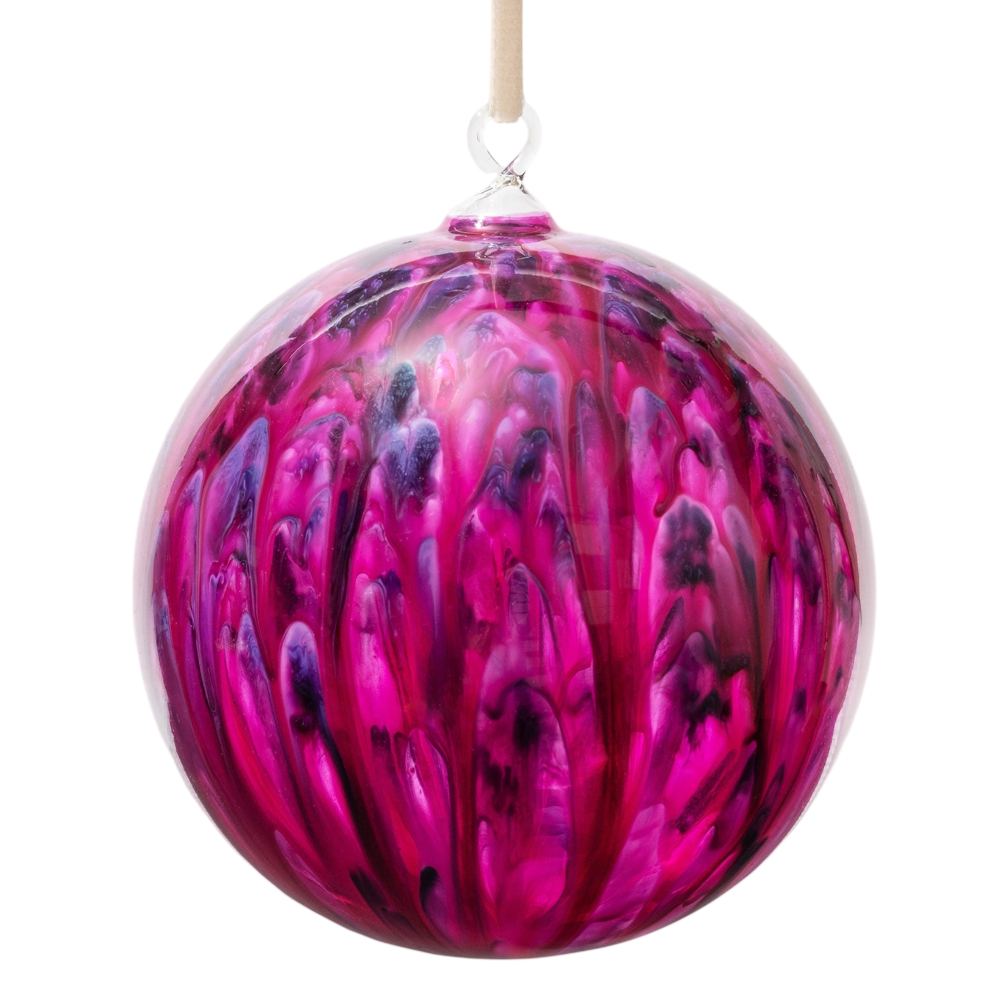 Feather Paint Large Glass Balls - Magenta (Set of 2)