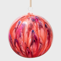 Feather Paint Large Glass Balls - Red (Set of 2)