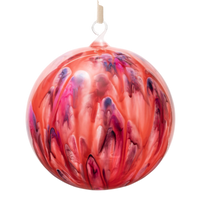 Feather Paint Large Glass Balls - Red (Set of 2)