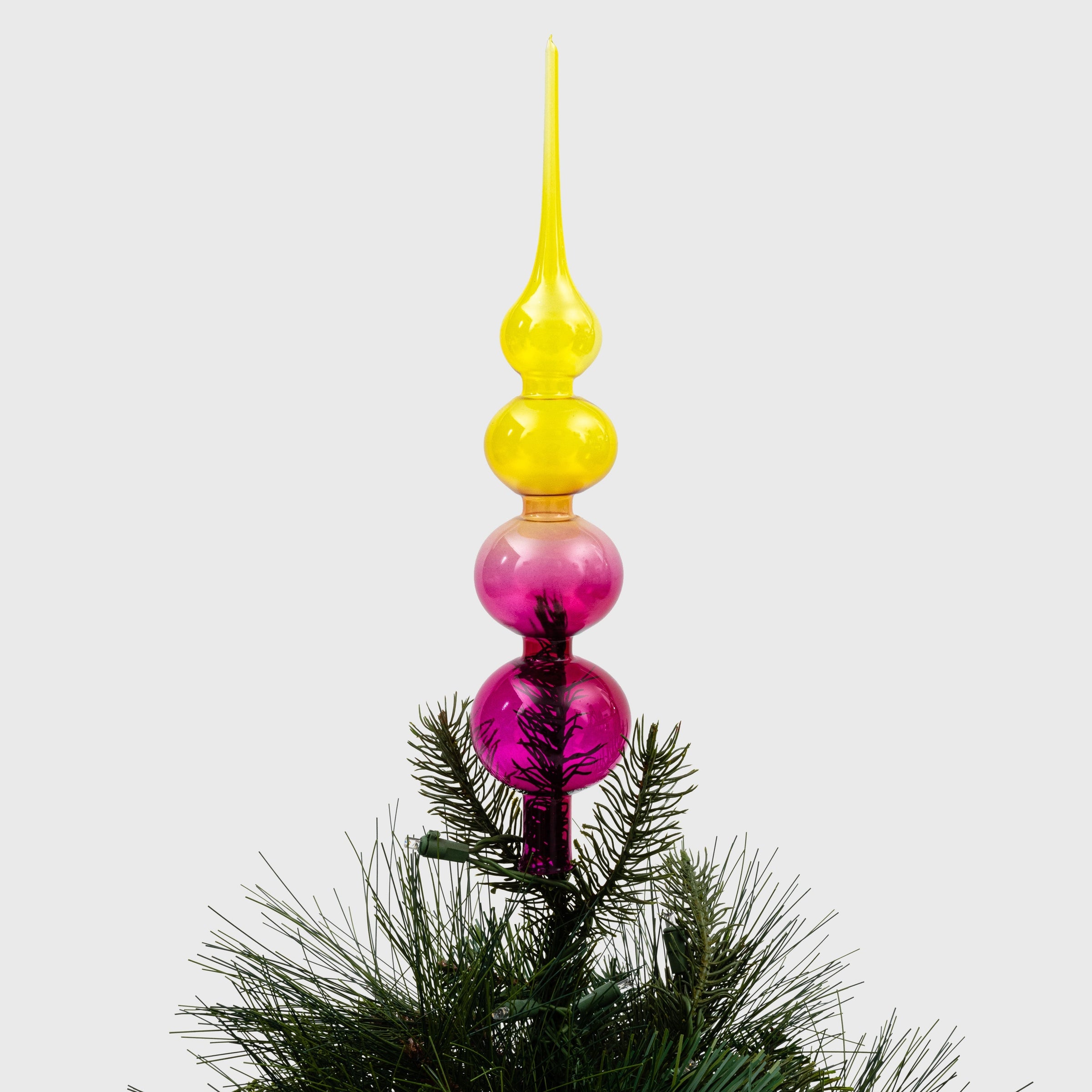 Glass Bubble Ombre Tree Topper - Pink and Citrine