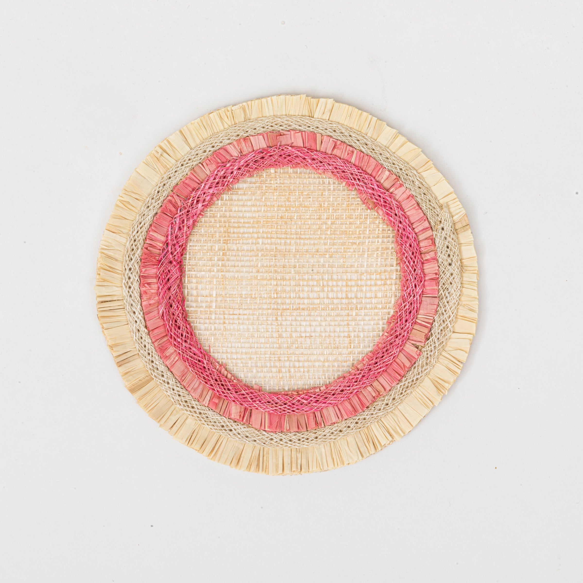 Ruffle Edge Straw Coasters - Pink (Set of 4)