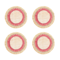 Ruffle Edge Straw Coasters - Pink (Set of 4)