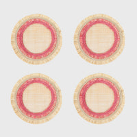 Ruffle Edge Straw Coasters - Pink (Set of 4)