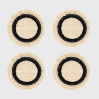 Ruffle Edge Straw Coasters - Black (Set of 4)