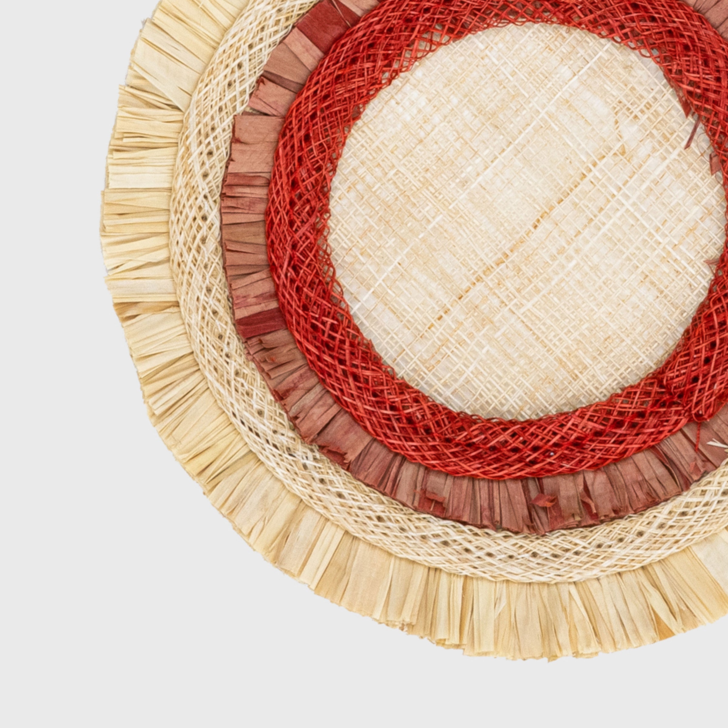 Ruffle Edge Straw Coasters - Red (Set of 4)