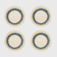 Ruffle Edge Straw Coasters - Indigo (Set of 4)